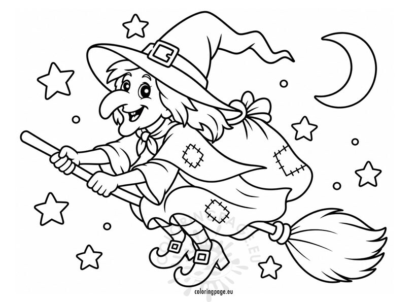 Witch Flying on Her Broomstick 1 witch flying on her broomstick